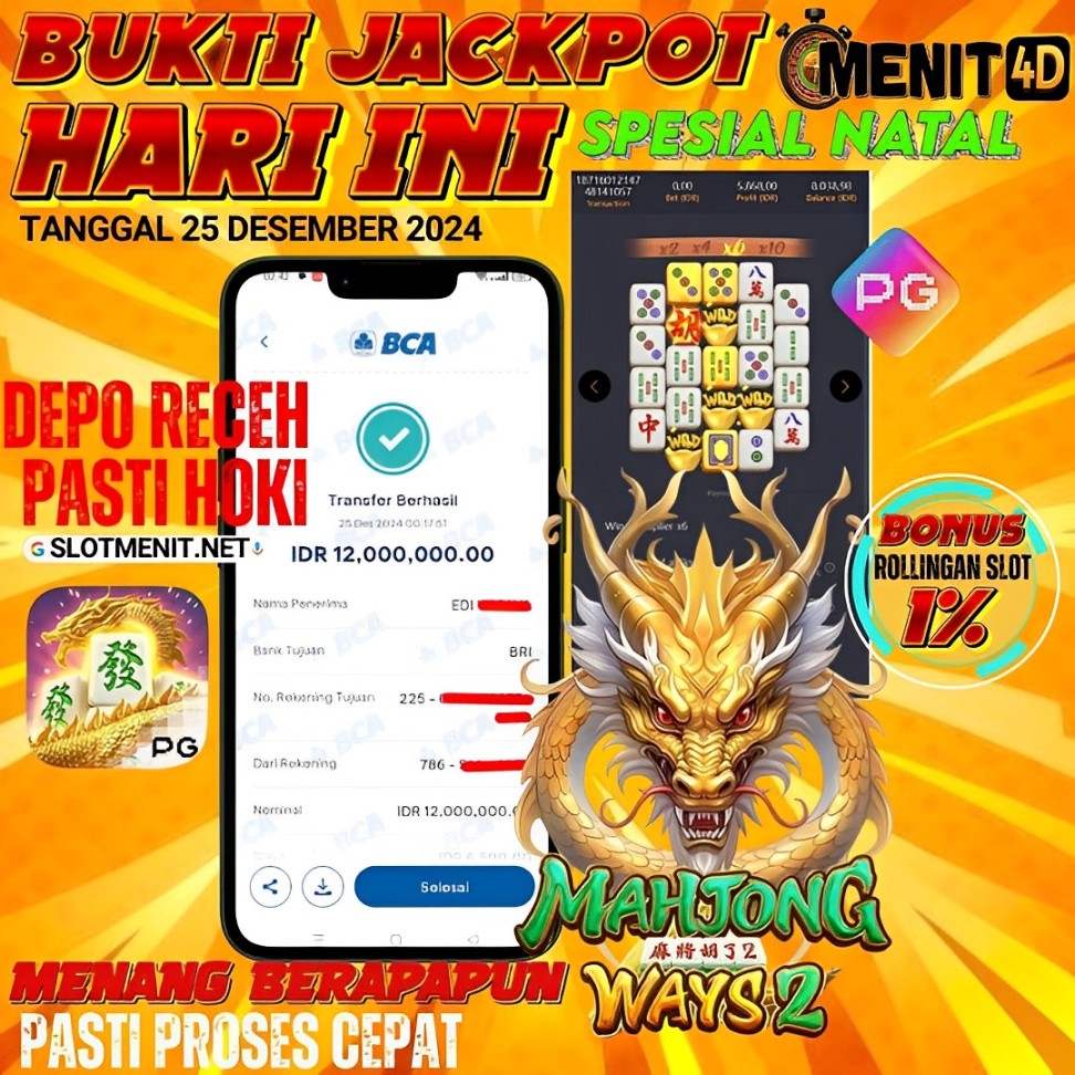 BUKTI KEMENANGAN JACKPOT SLOT TGL 25 DESEMBER 2024