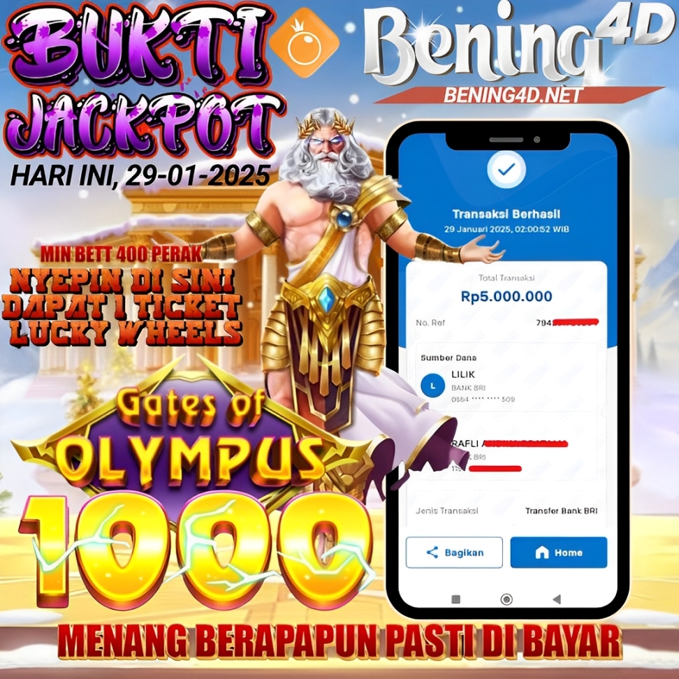 BUKTI KEMENANGAN JACKPOT SLOT TGL 29 JANUARI 2025