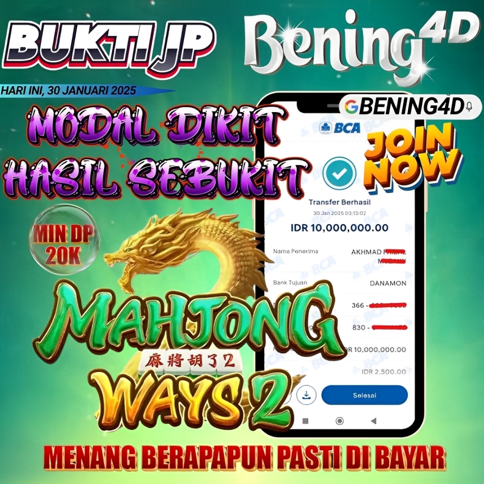 BUKTI KEMENANGAN JACKPOT SLOT TGL 30 JANUARI 2025