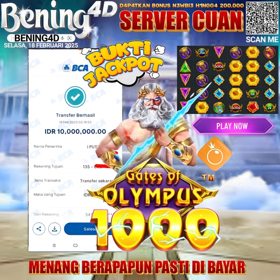 BUKTI KEMENANGAN JACKPOT SLOT TGL 18 FEBRUARI 2025