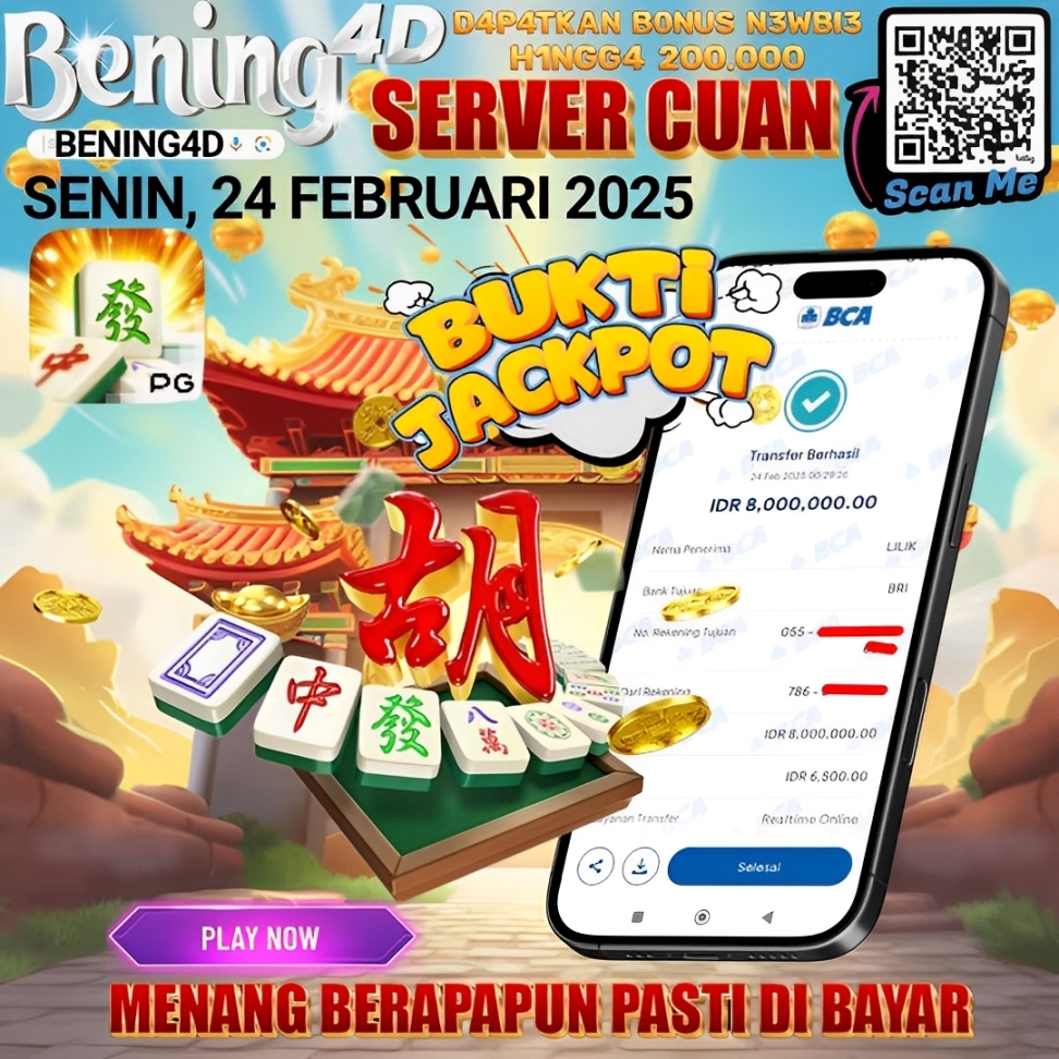 BUKTI KEMENANGAN JACKPOT SLOT TGL 24 FEBRUARI 2025