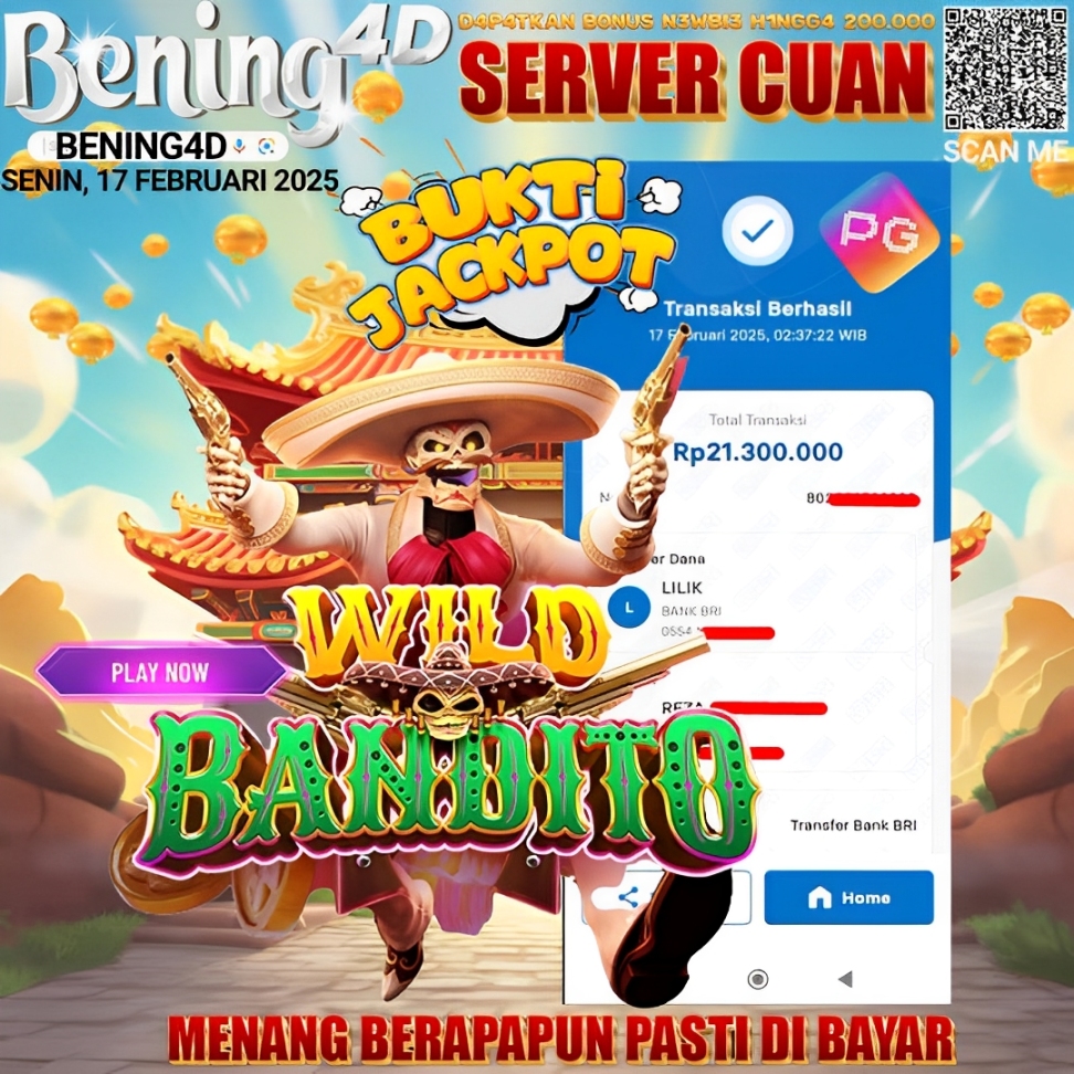 BUKTI KEMENANGAN JACKPOT SLOT TGL 17 FEBRUARI 2025