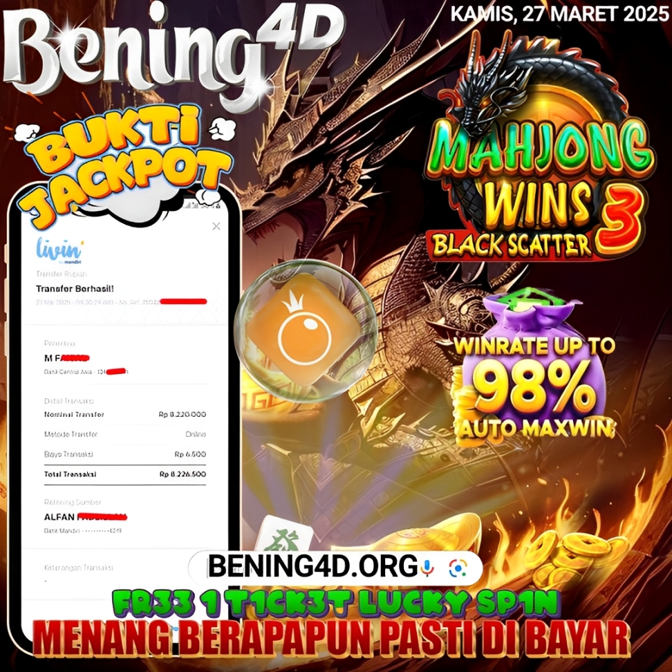 BUKTI KEMENANGAN JACKPOT SLOT GACOR TGL 27 MARET 2025 SIANG INI