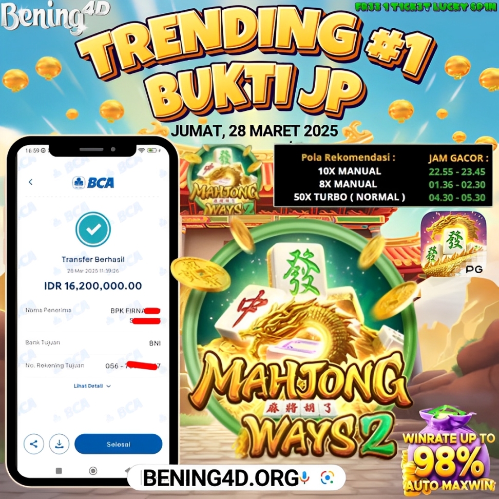 BUKTI KEMENANGAN JACKPOT SLOT GACOR TGL 28 MARET 2025 SORE INI
