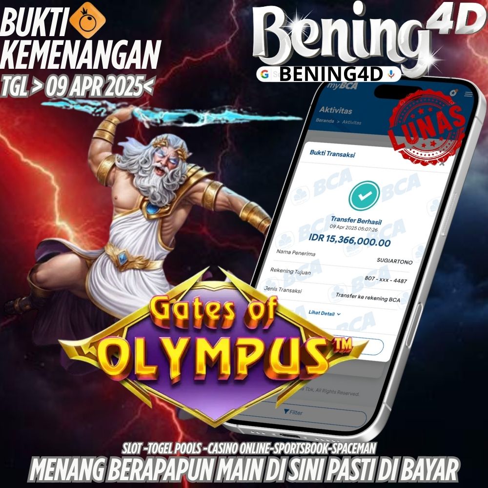 BUKTI KEMENANGAN JACKPOT SLOT GACOR TGL 09 APRIL 2025