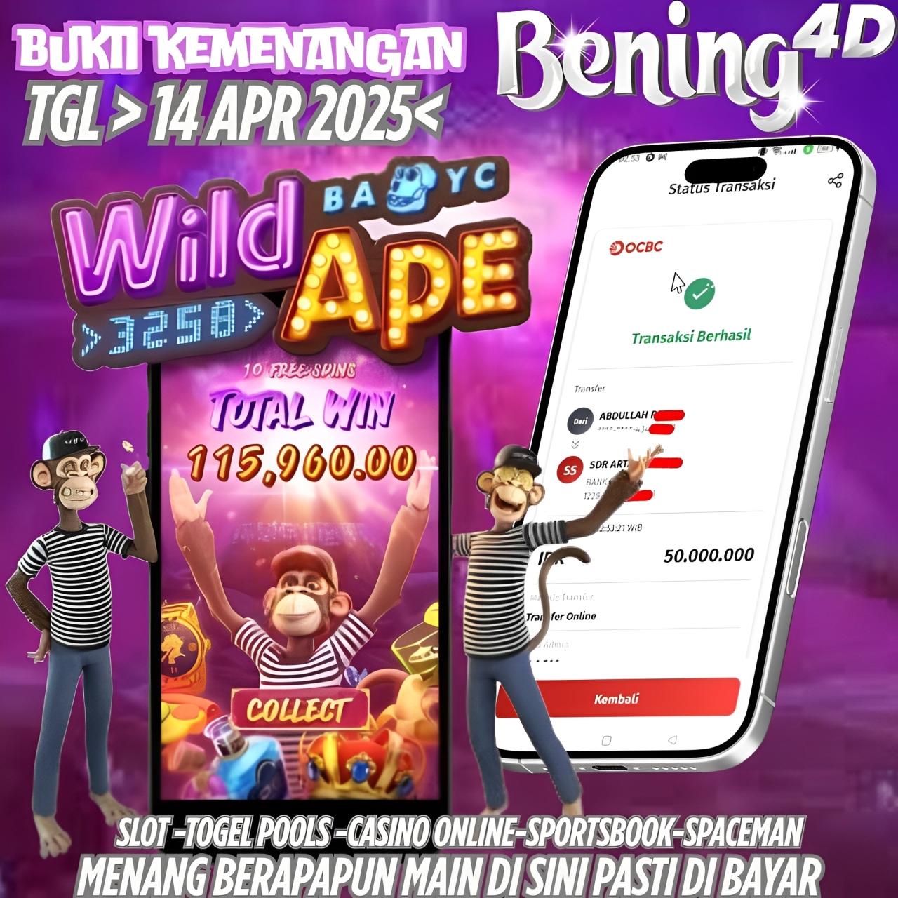 BUKTI KEMENANGAN JACKPOT SLOT GACOR TGL 14 APRIL 2025