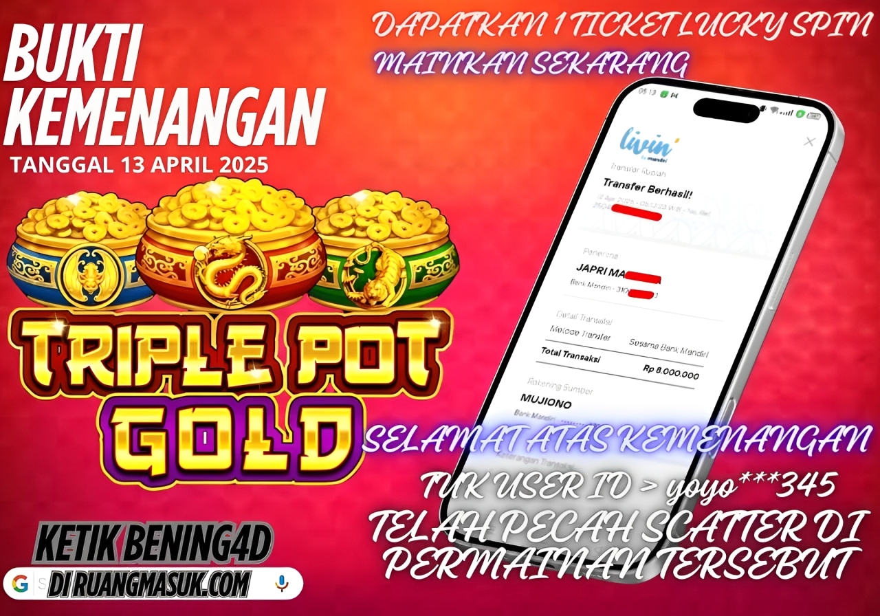 BUKTI KEMENANGAN JACKPOT SLOT GACOR TGL 13 APRIL 2025